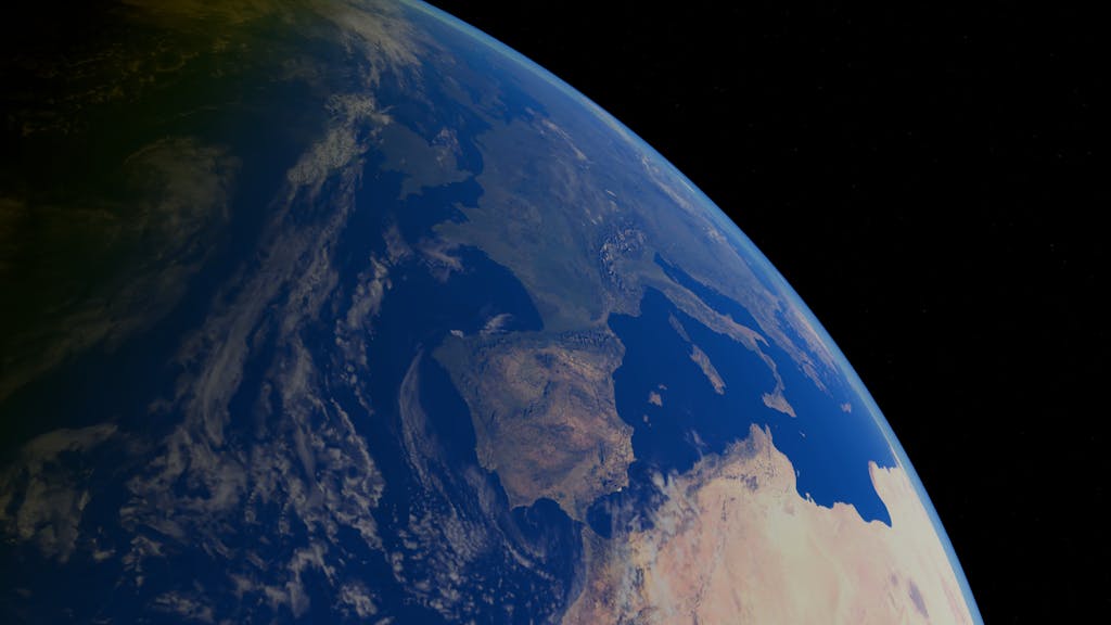 A breathtaking satellite view of Earth showcasing continents and oceans.